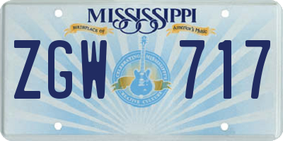MS license plate ZGW717