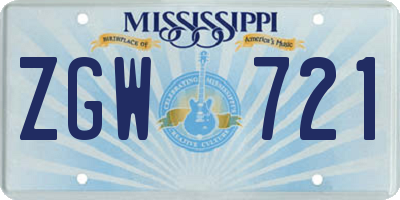 MS license plate ZGW721