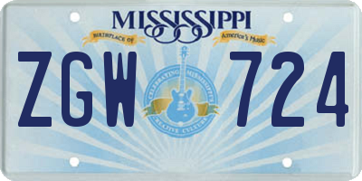 MS license plate ZGW724