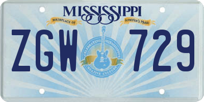MS license plate ZGW729