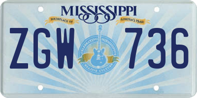 MS license plate ZGW736