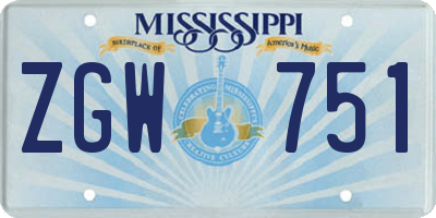 MS license plate ZGW751