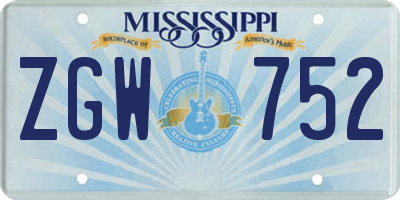 MS license plate ZGW752