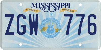 MS license plate ZGW776