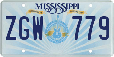 MS license plate ZGW779