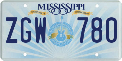 MS license plate ZGW780