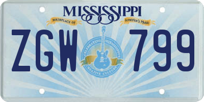 MS license plate ZGW799