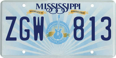 MS license plate ZGW813