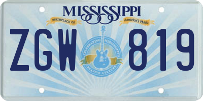 MS license plate ZGW819