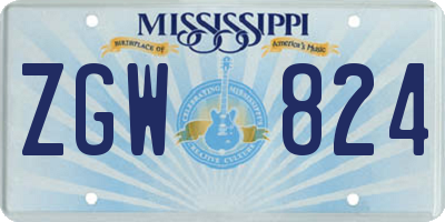 MS license plate ZGW824