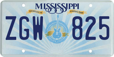 MS license plate ZGW825