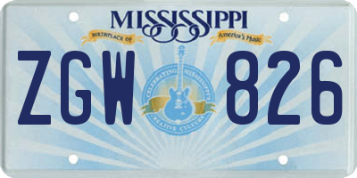 MS license plate ZGW826
