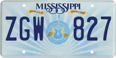 MS license plate ZGW827