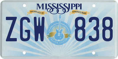 MS license plate ZGW838