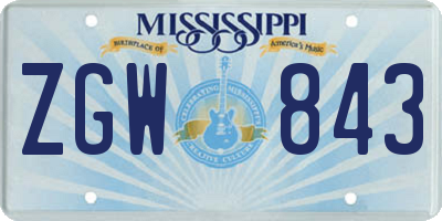MS license plate ZGW843