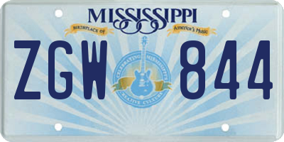 MS license plate ZGW844