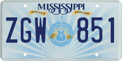 MS license plate ZGW851