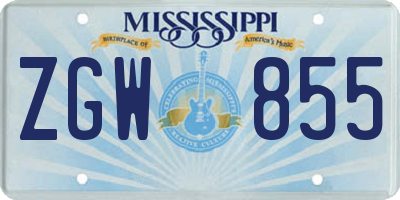 MS license plate ZGW855