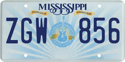 MS license plate ZGW856