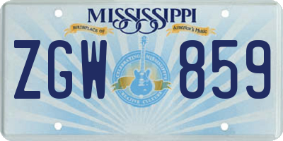 MS license plate ZGW859