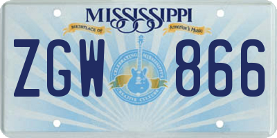 MS license plate ZGW866