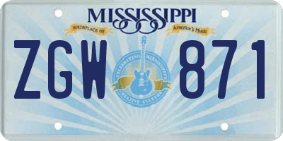 MS license plate ZGW871