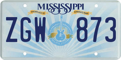MS license plate ZGW873