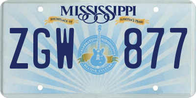 MS license plate ZGW877
