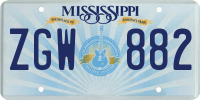 MS license plate ZGW882