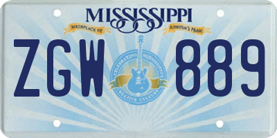 MS license plate ZGW889