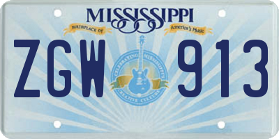 MS license plate ZGW913