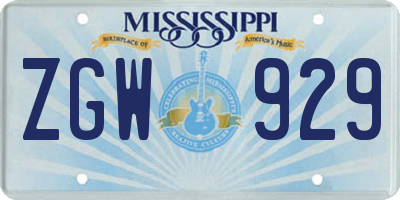 MS license plate ZGW929