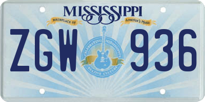 MS license plate ZGW936