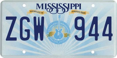 MS license plate ZGW944