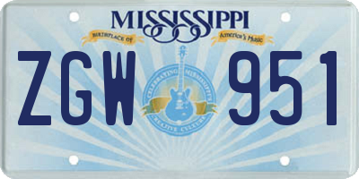 MS license plate ZGW951