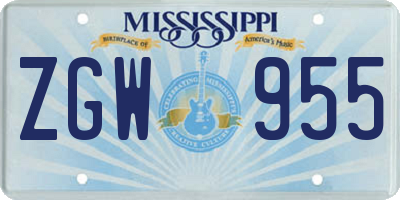 MS license plate ZGW955