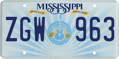 MS license plate ZGW963