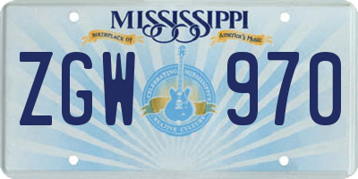 MS license plate ZGW970