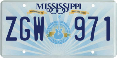 MS license plate ZGW971