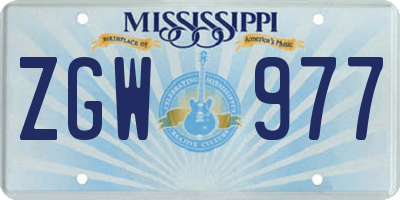 MS license plate ZGW977