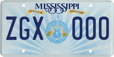 MS license plate ZGX000