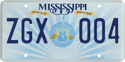 MS license plate ZGX004