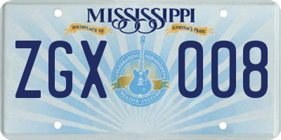 MS license plate ZGX008