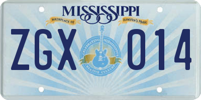 MS license plate ZGX014