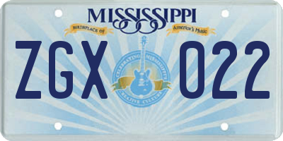 MS license plate ZGX022