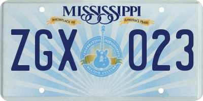 MS license plate ZGX023