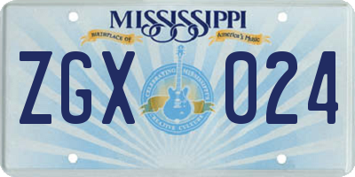 MS license plate ZGX024