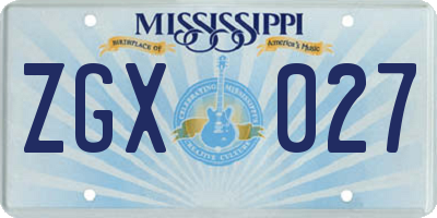 MS license plate ZGX027