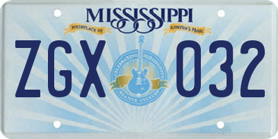 MS license plate ZGX032