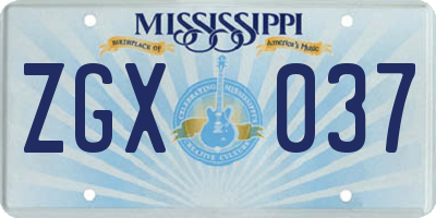 MS license plate ZGX037